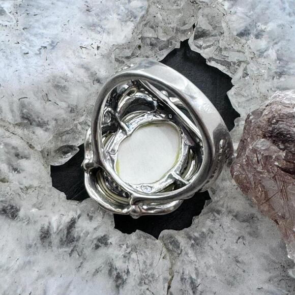 Carolyn Pollack Sterling Silver Oval White Jasper Decorated Ring For Women - Picture 6 of 10